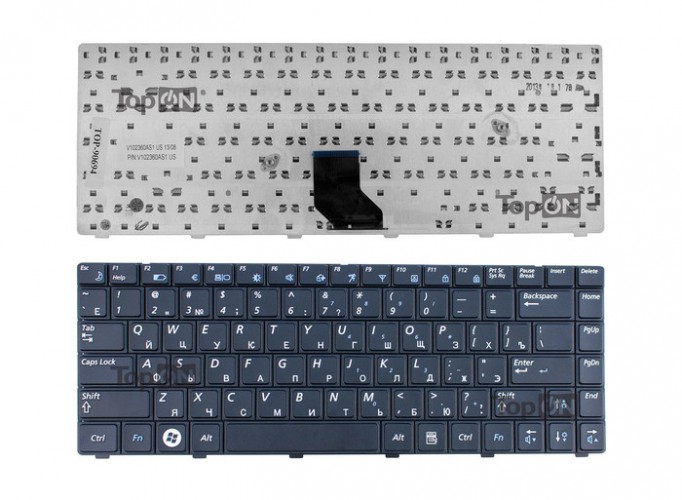 Клавиатура для ноутбука Samsung R518, R520, R522  шлейф со сдвигом черная, P/N: V102360AS1 US