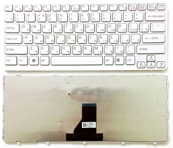 Клавиатура для ноутбука Sony VAIO SVE14, E14 белая, с белой рамкой, P\N: 9Z.N6BBF.D0R