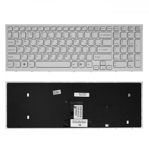 Клавиатура для ноутбука Sony Vaio VPC-EB Series (белая, с рамкой)